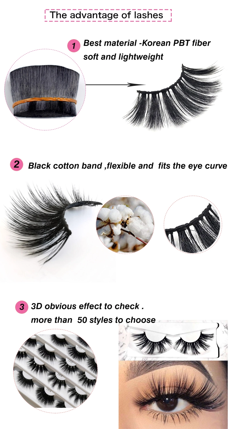 Wholesale Natural 3D Faux Mink Eyelashes 3D Silk Lashes False Eyelashes