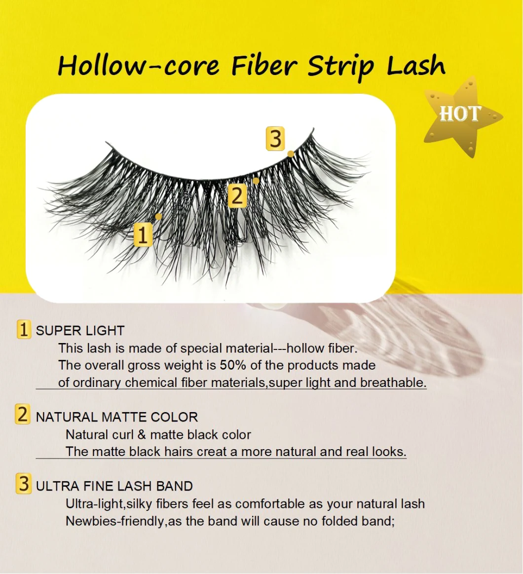 Private Label 3D 0.07 Hollow Soft Silk Mink Eyelash Extensions Synthetic Fiber Lash Superfine Clear Band Faux Mink Eyelashes